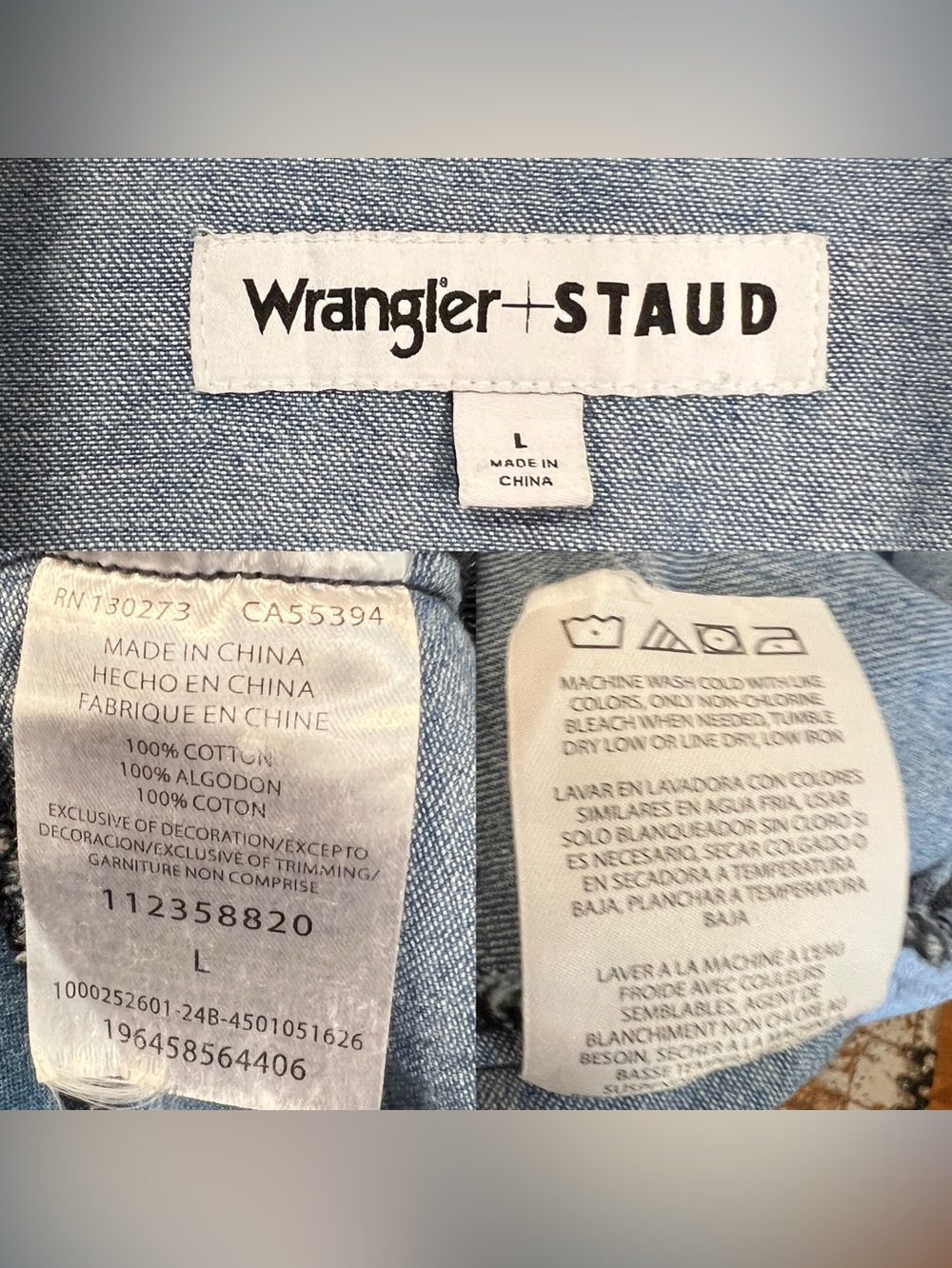 Wrangler + Staud Denim Button-Front Midi Shirt Dress - Picture 9 of 13